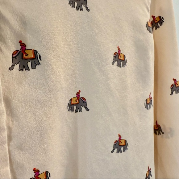 EQUIPMENT Silk Blouse Elephant India Novelty SMALL Beige - Picture 5 of 16